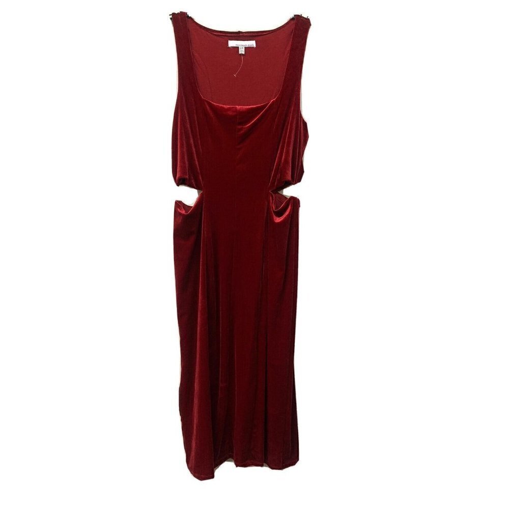 Fourteenth Place Women Size Large Red Velvet Square Neck Cocktail Cutout Dress